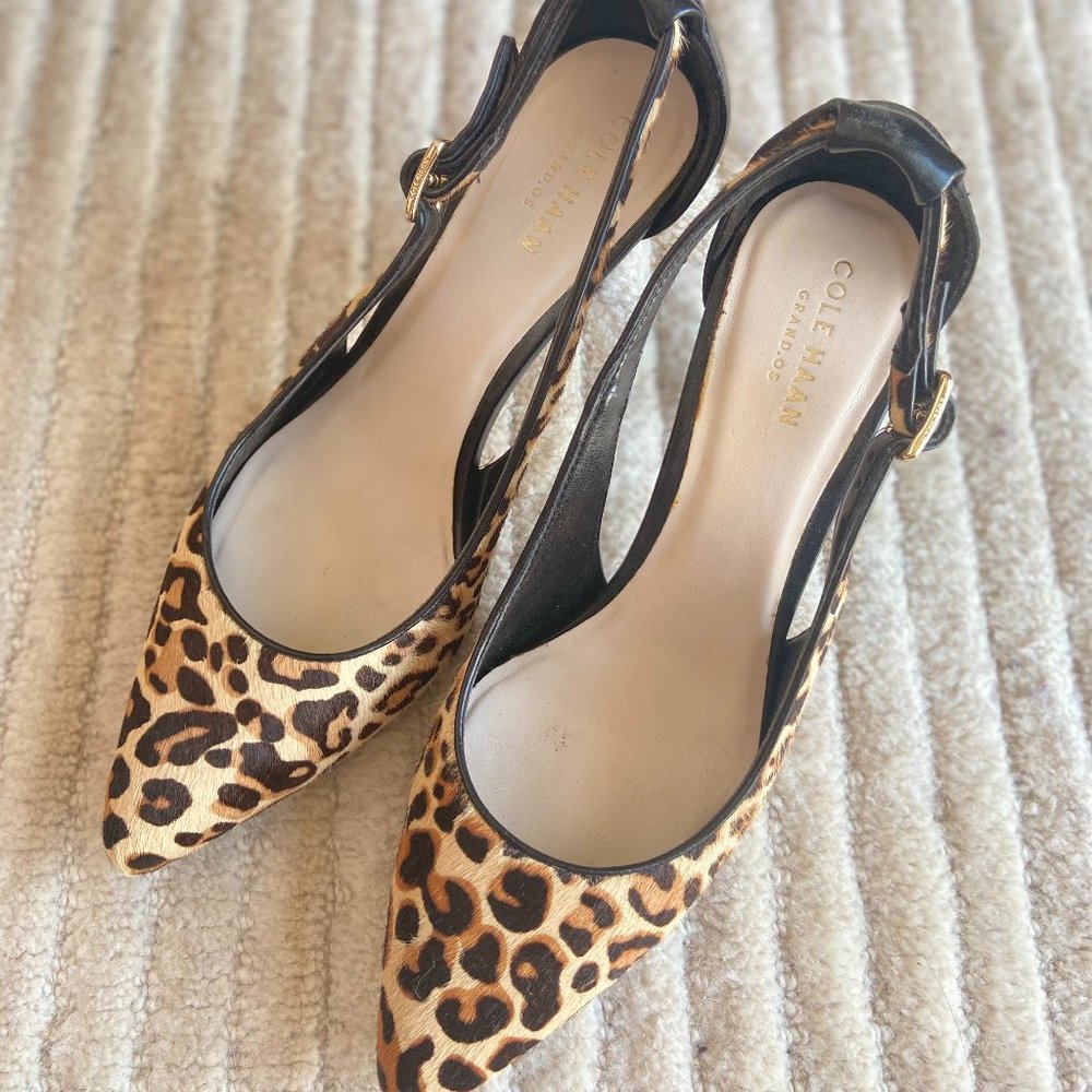 Cole Haan Kyle Cutout II Ocelot hair-calf Pump, Women's Size 6, EUC